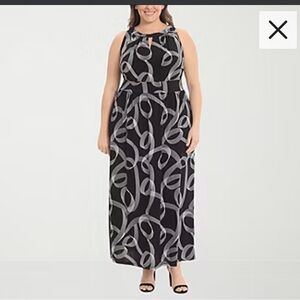 NWT London Times Plus Sleeveless Circles Maxi Dress Size 18W